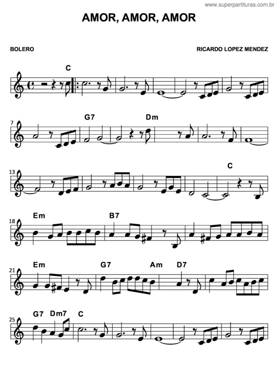 Partitura da música Amor, Amor, Amor v.7