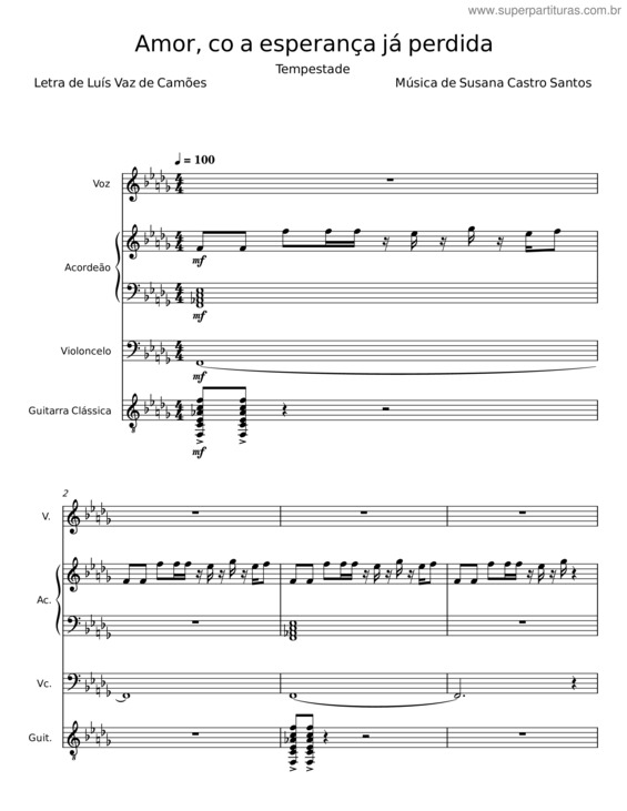 Partitura da música Amor, Co A Esperança Já Perdida