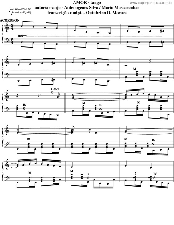 Partitura da música Amor 