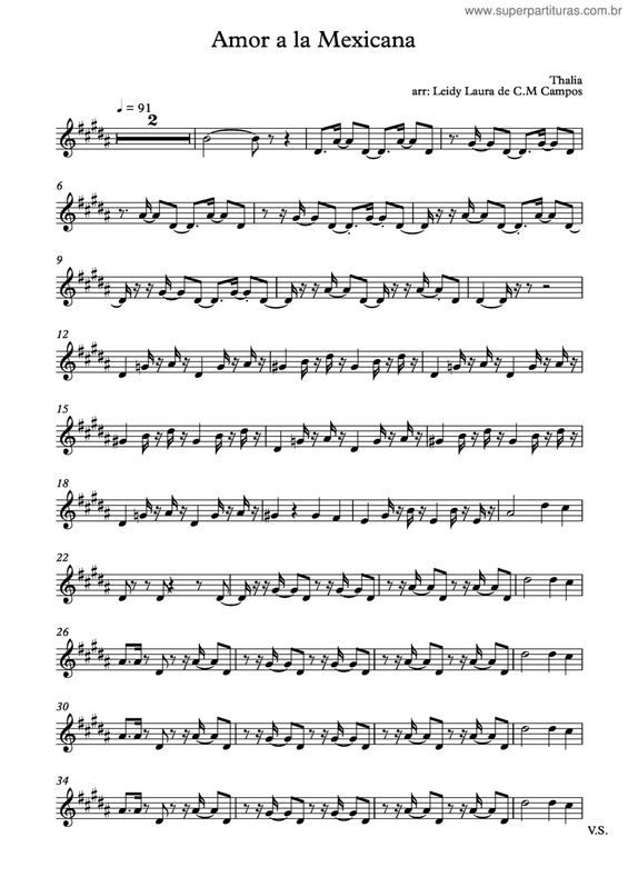 Partitura da música Amor A La Mexicana v.5