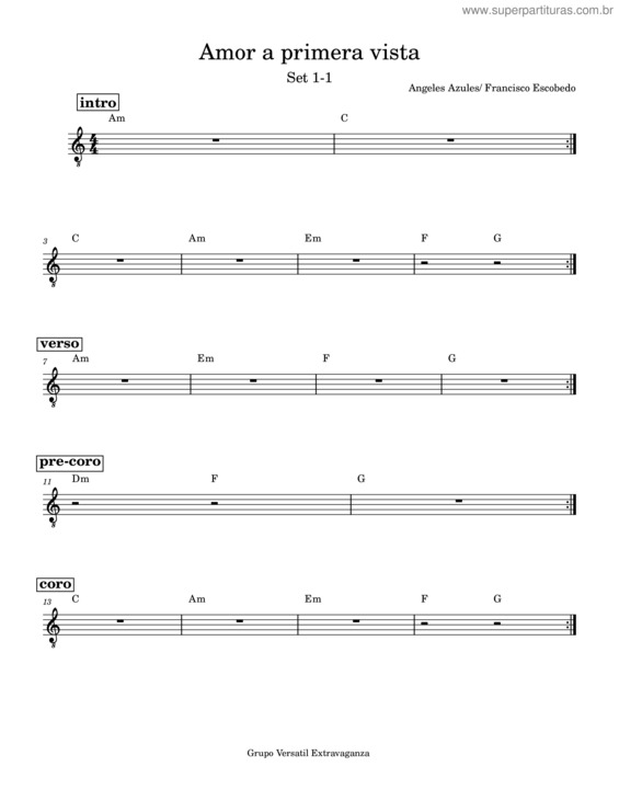 Partitura da música Amor A Primera Vista – Angeles Azules Amor A Primera Vista