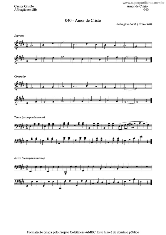 Partitura da música Amor De Cristo v.3