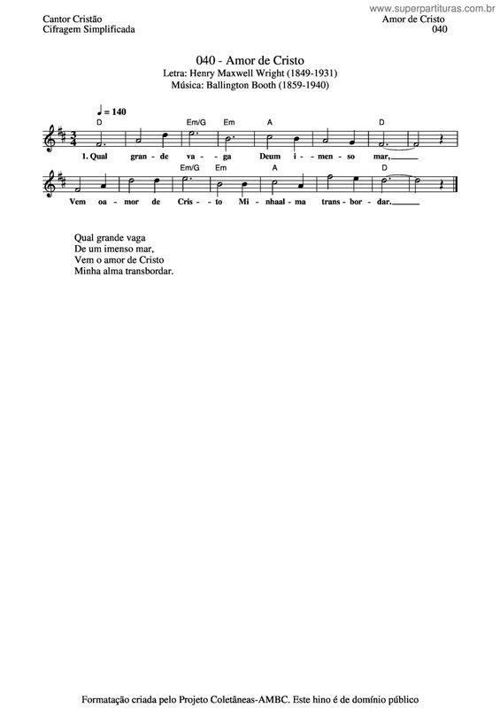 Partitura da música Amor De Cristo