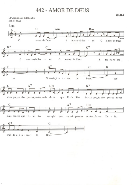 Partitura da música Amor de Deus