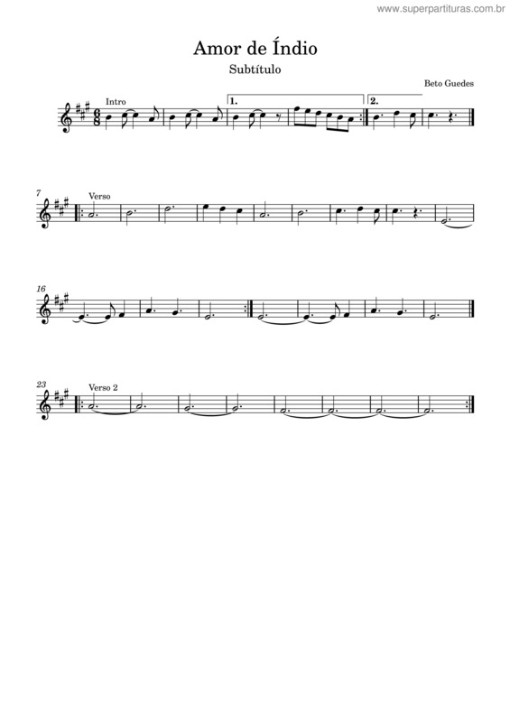 Partitura da música Amor De Índio v.13