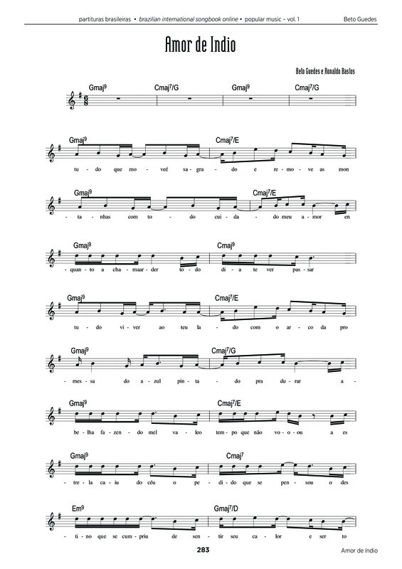 Partitura da música Amor de Índio v.6