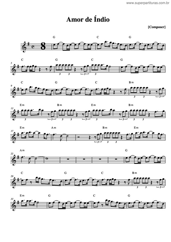 Partitura da música Amor De Índio v.8