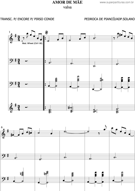 Partitura da música Amor De Mãe v.2