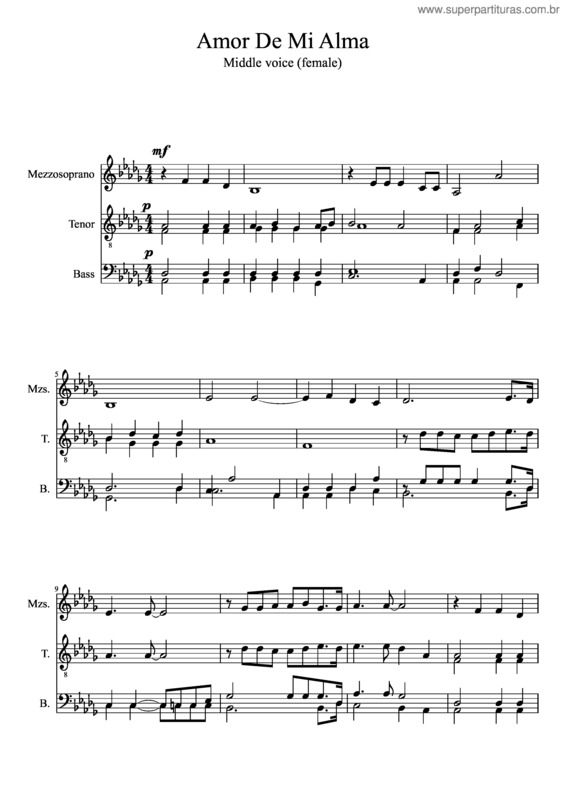 Partitura da música Amor De Mi Alma