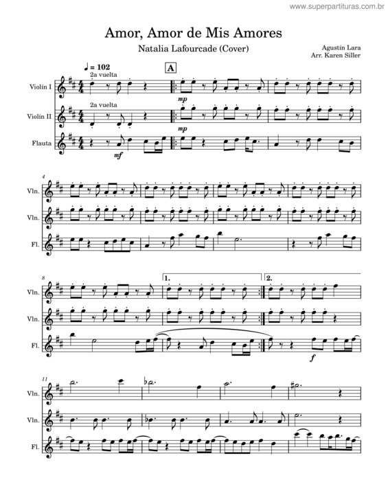 Partitura da música Amor De Mis Amores – Natalia Lafourcade