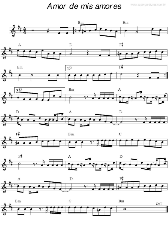 Partitura da música Amor De Mis Amores