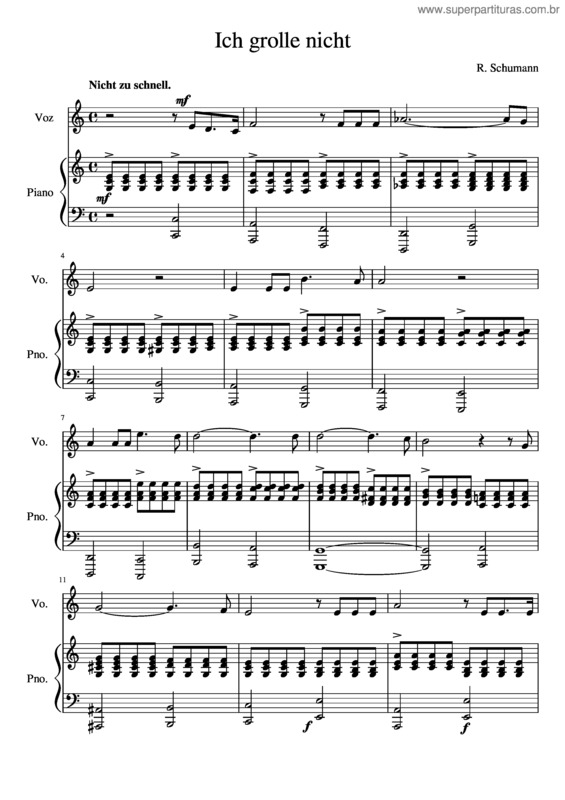 Partitura da música Amor De Poeta. Ich Grolle Nicht – R. Schumann