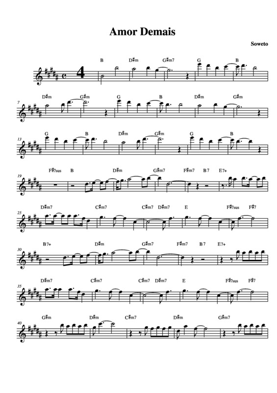 Partitura da música Amor Demais v.2