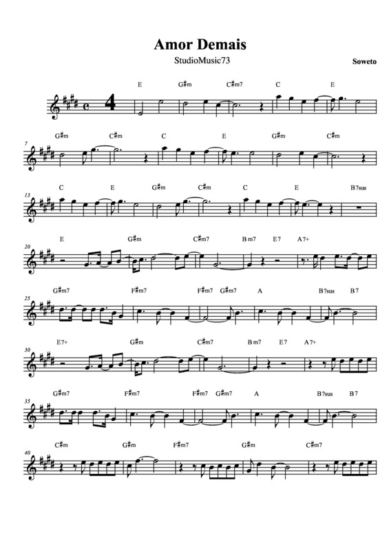 Partitura da música Amor Demais v.3