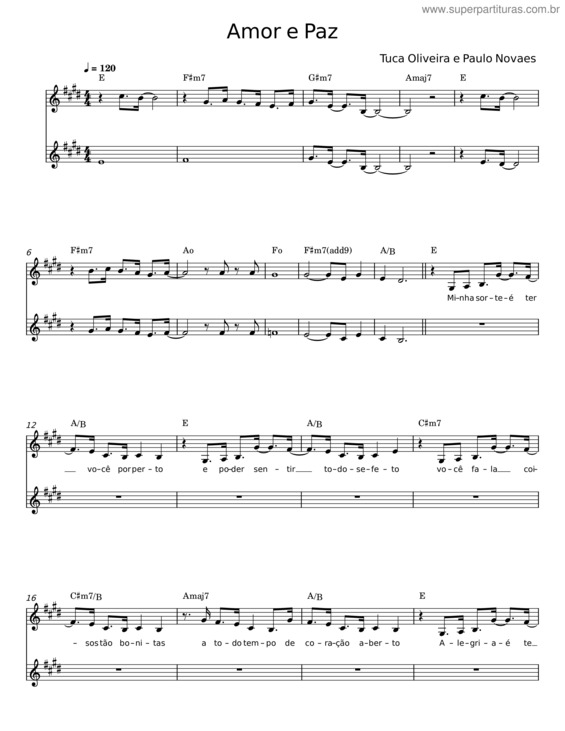 Partitura da música Amor E Paz
