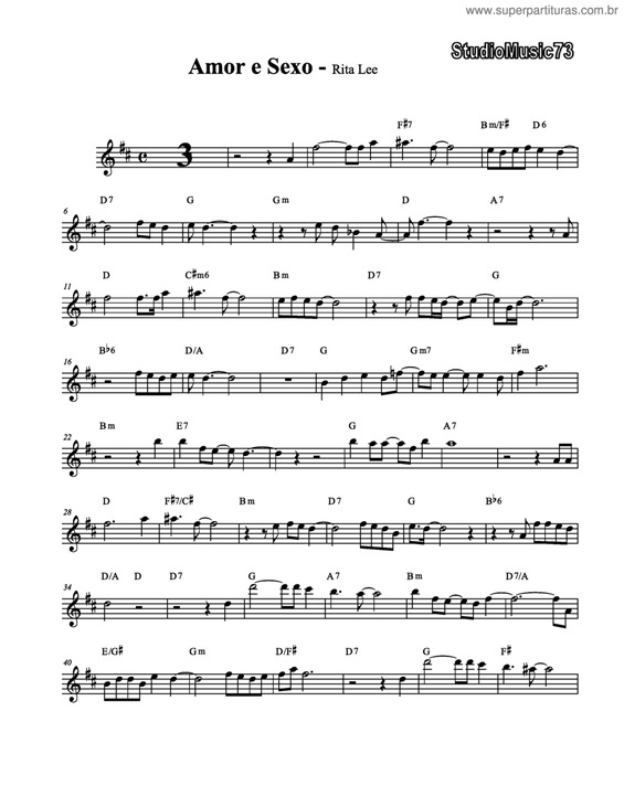 Partitura da música Amor e sexo v.2