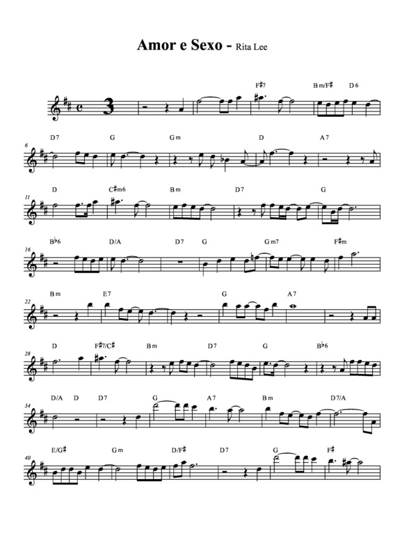 Partitura da música Amor e Sexo v.4