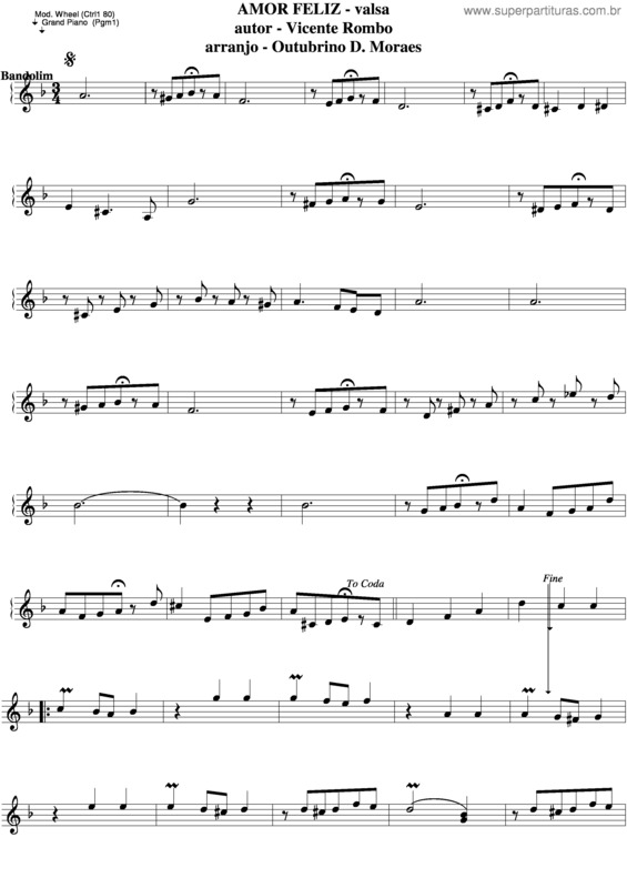 Partitura da música Amor Feliz v.2