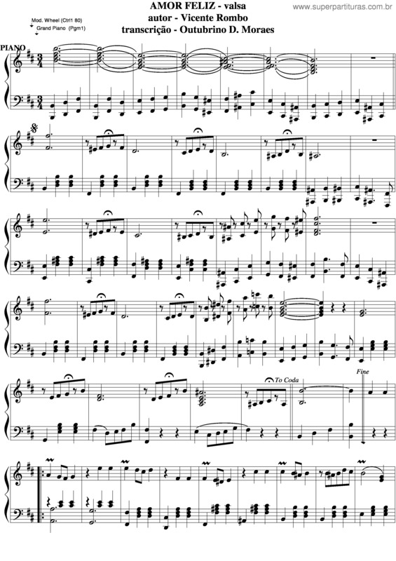 Partitura da música Amor Feliz v.4