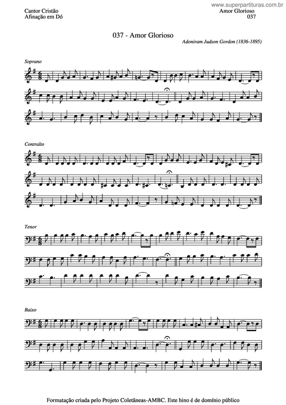 Partitura da música Amor Glorioso v.3