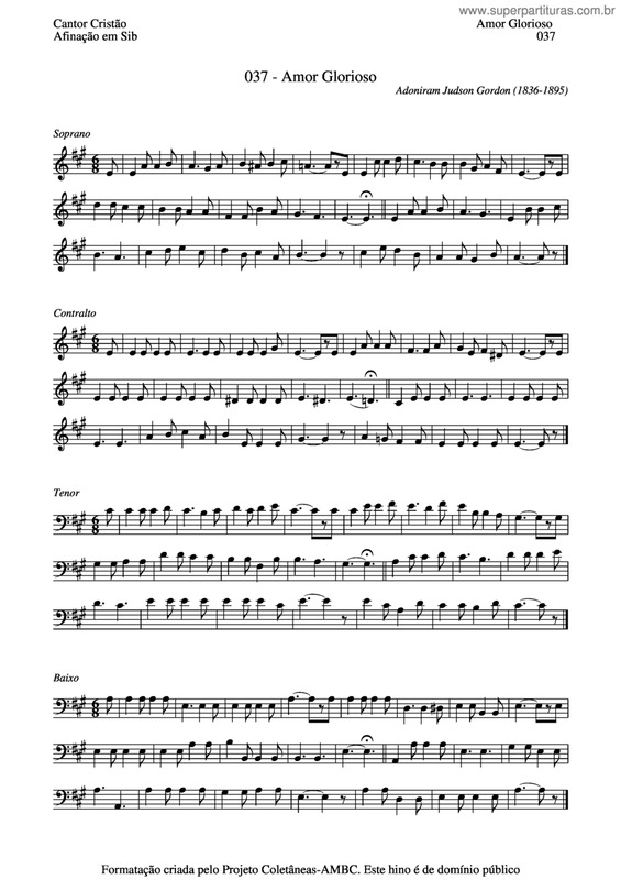 Partitura da música Amor Glorioso v.4