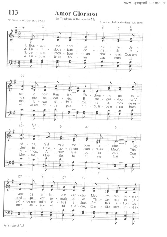 Partitura da música Amor Glorioso