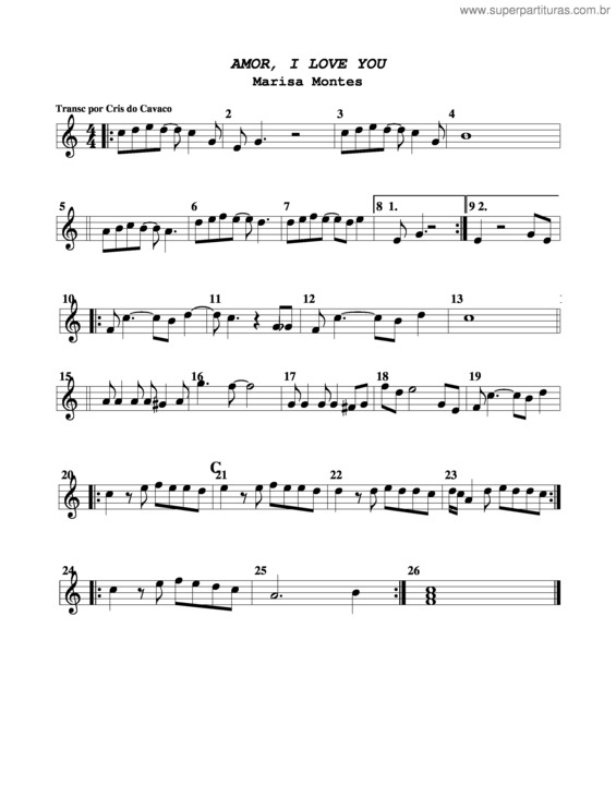 Partitura da música Amor I Love You v.4