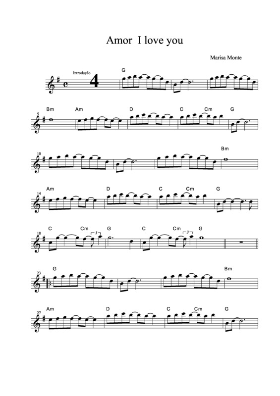 Partitura da música Amor I Love You v.7