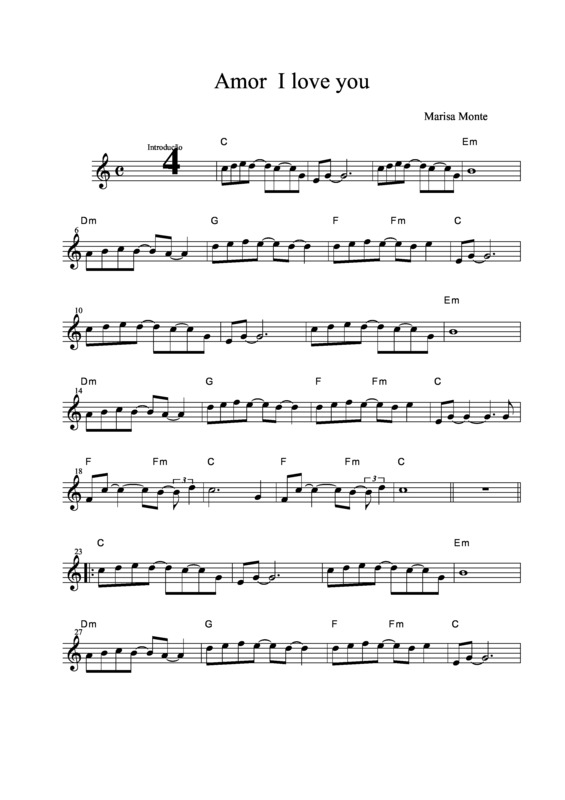 Partitura da música Amor I Love You v.8