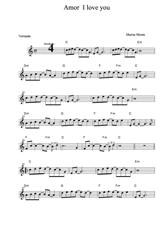 Partitura da música Amor I Love You v.9