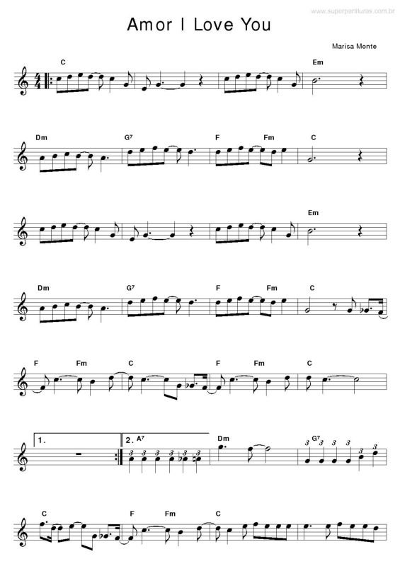 Partitura da música Amor I Love You