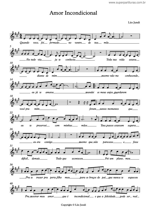 Partitura da música Amor Incondicional