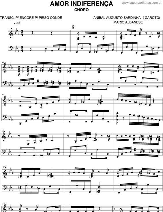 Partitura da música Amor Indiferença v.2