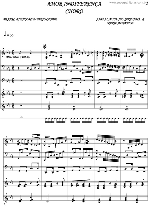 Partitura da música Amor Indiferença v.3