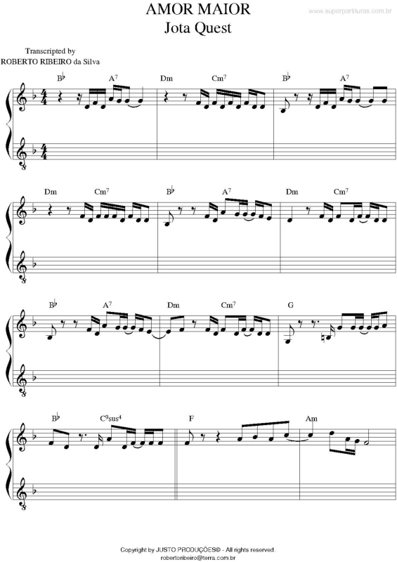 Partitura da música Amor Maior v.2