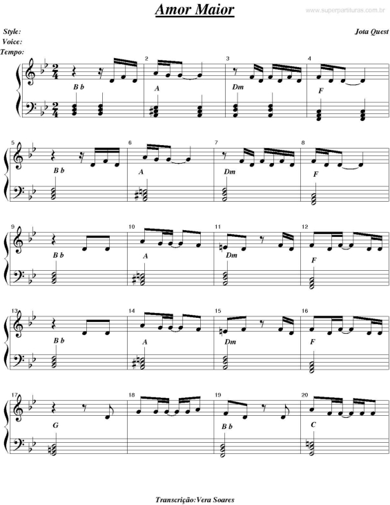 Partitura da música Amor Maior v.3