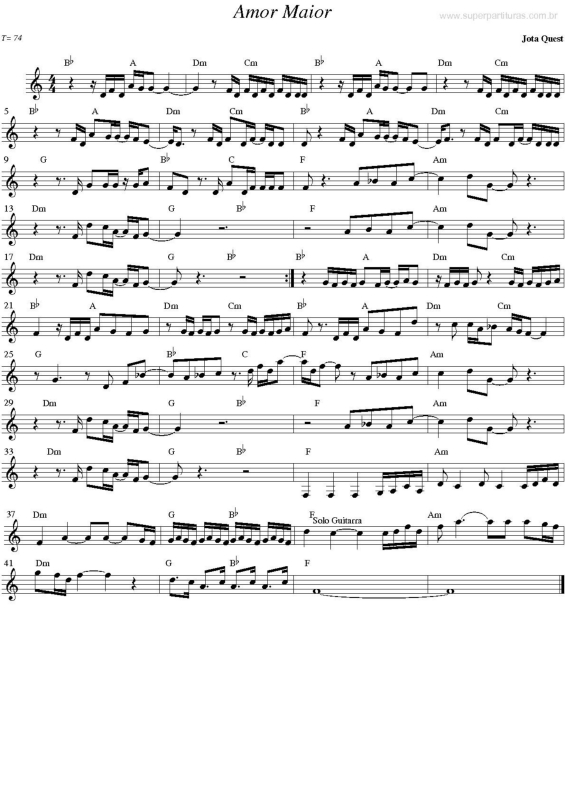 Partitura da música Amor Maior