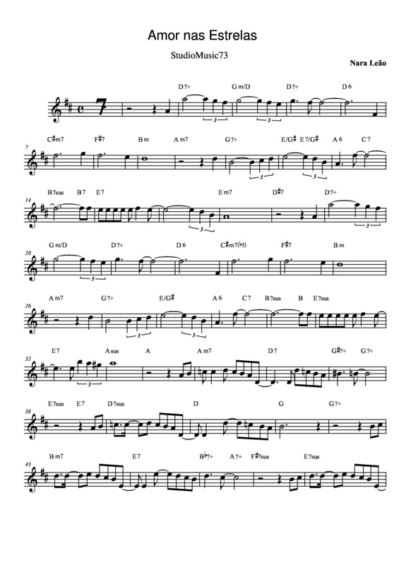 Partitura da música Amor nas Estrelas v.3