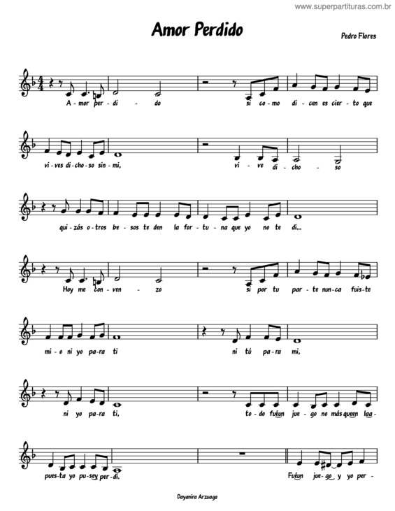 Partitura da música Amor Perdido v.5