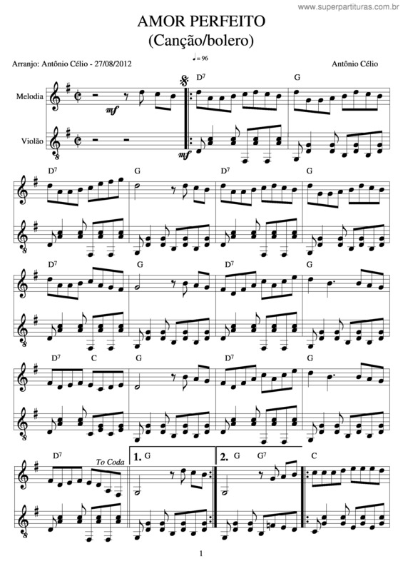 Partitura da música Amor Perfeito v.5