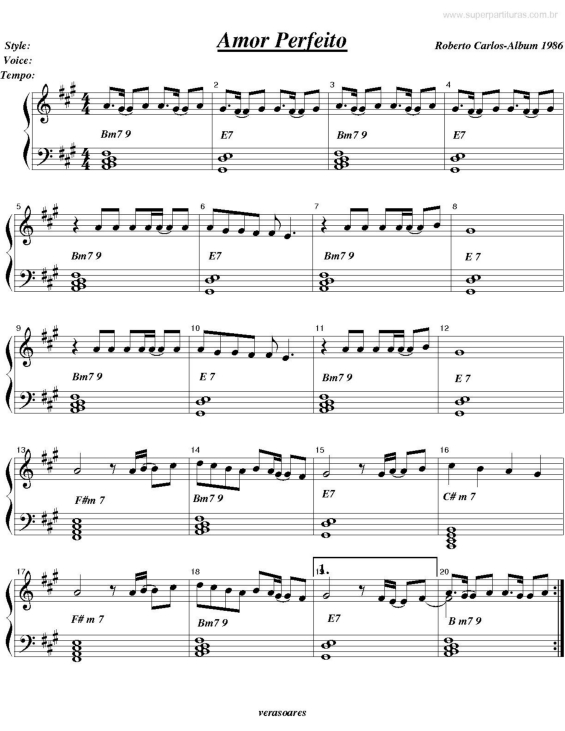 Partitura da música Amor Perfeito