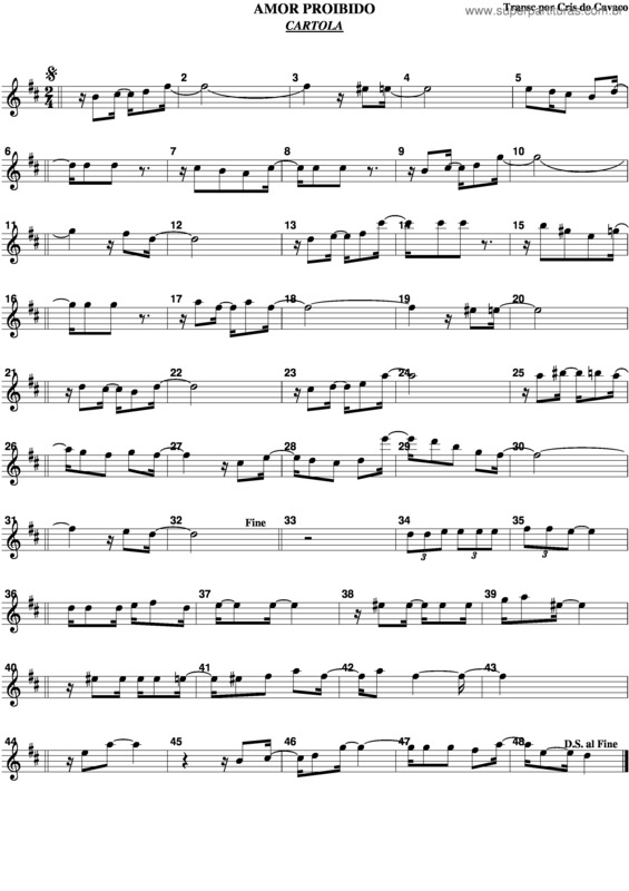 Partitura da música Amor Proibido v.2