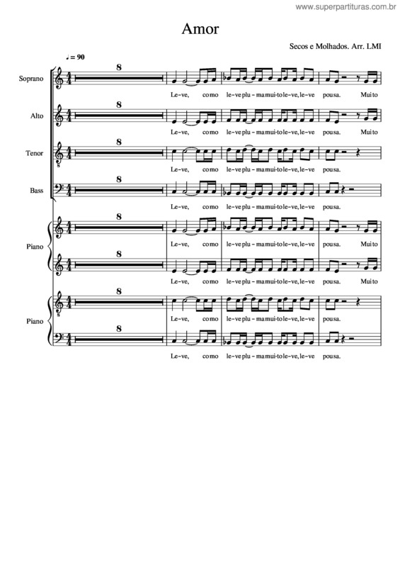 Partitura da música Amor-Secos E Molhados