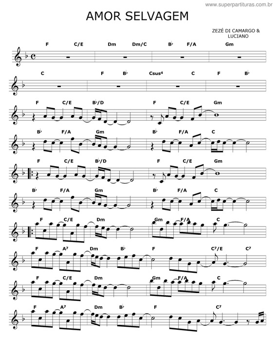 Partitura da música Amor Selvagem v.3