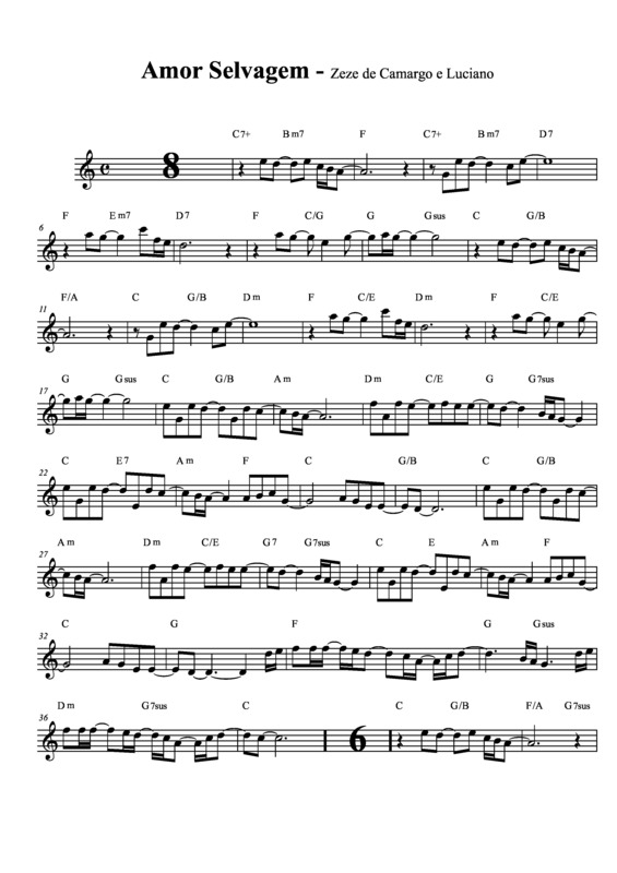 Partitura da música Amor Selvagem v.4