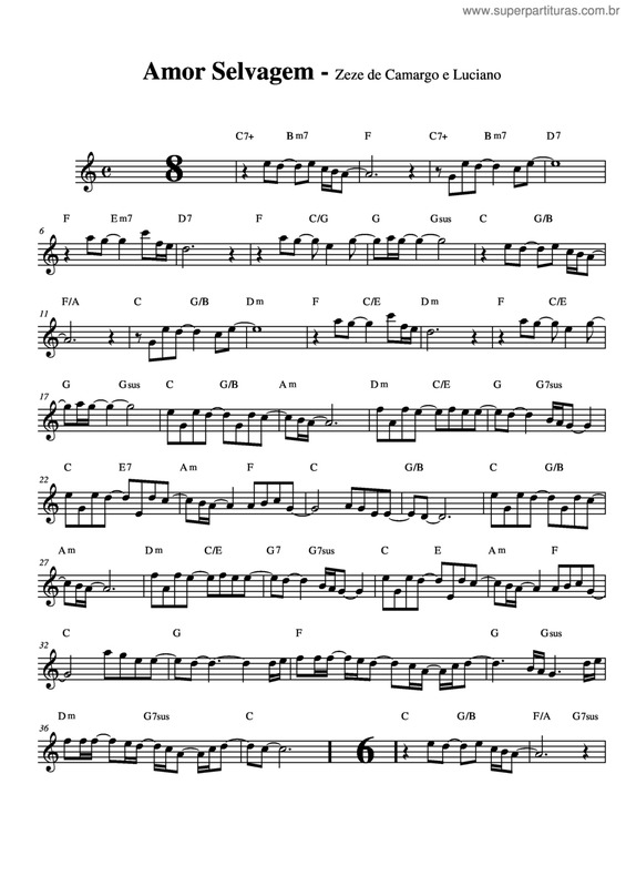 Partitura da música Amor Selvagem v.9