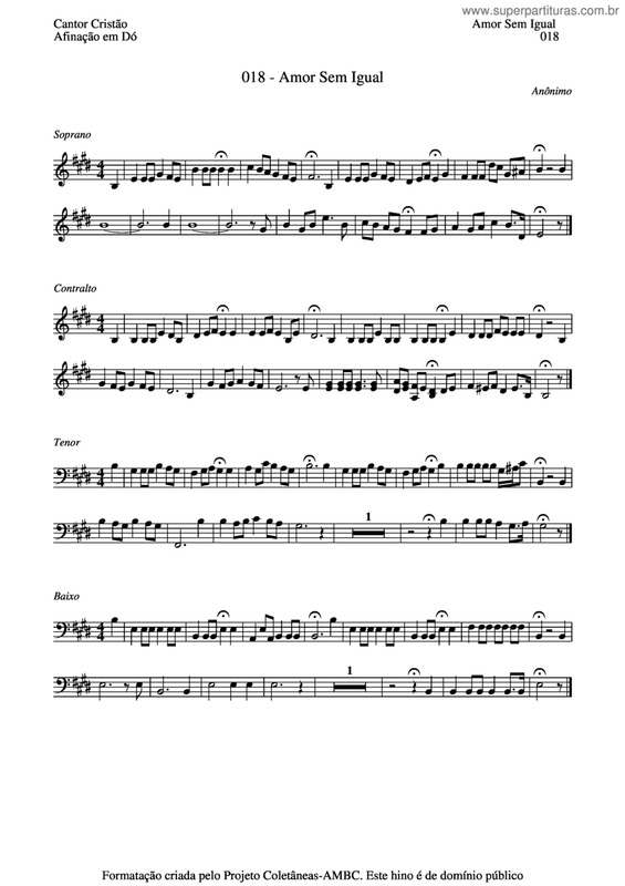 Partitura da música Amor Sem Igual v.4