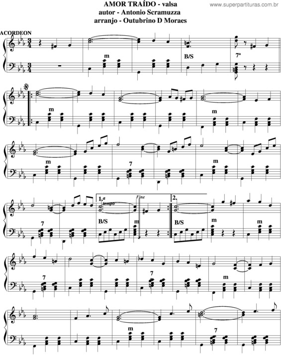 Partitura da música Amor Traído v.3