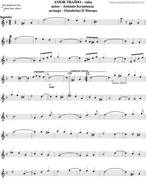 Partitura da música Amor Traído v.4