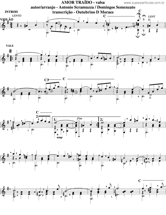 Partitura da música Amor Traído v.7